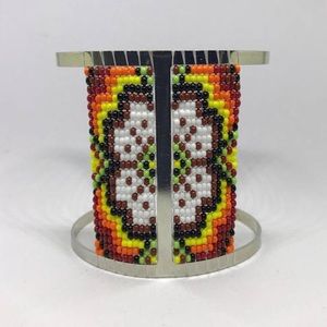 Handmade ornament beaded cuff bracelet